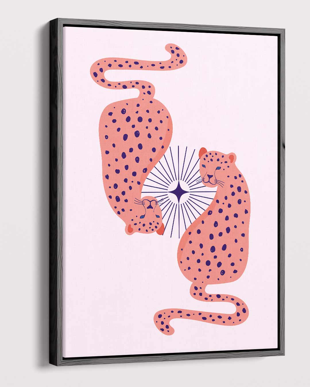 Dromerige Luipaarden op Roze Kunstwerk-canvas-dibond-plexiglas-wanddecoratie-WallArtistic