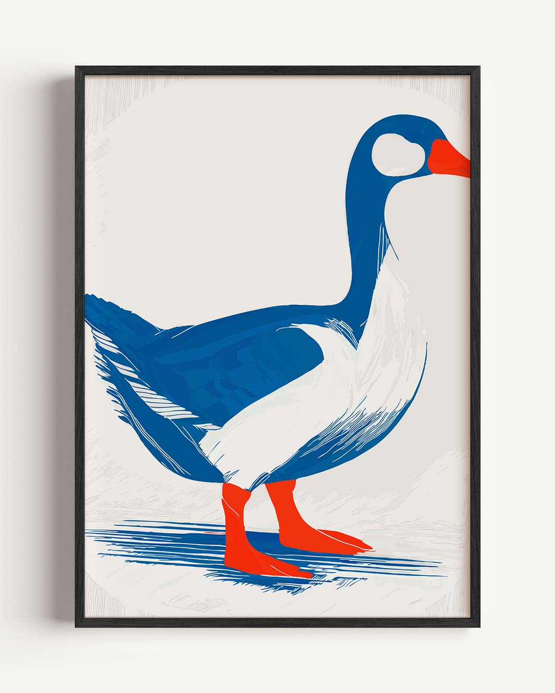 Moderne Blauwe Gans Art Print Poster