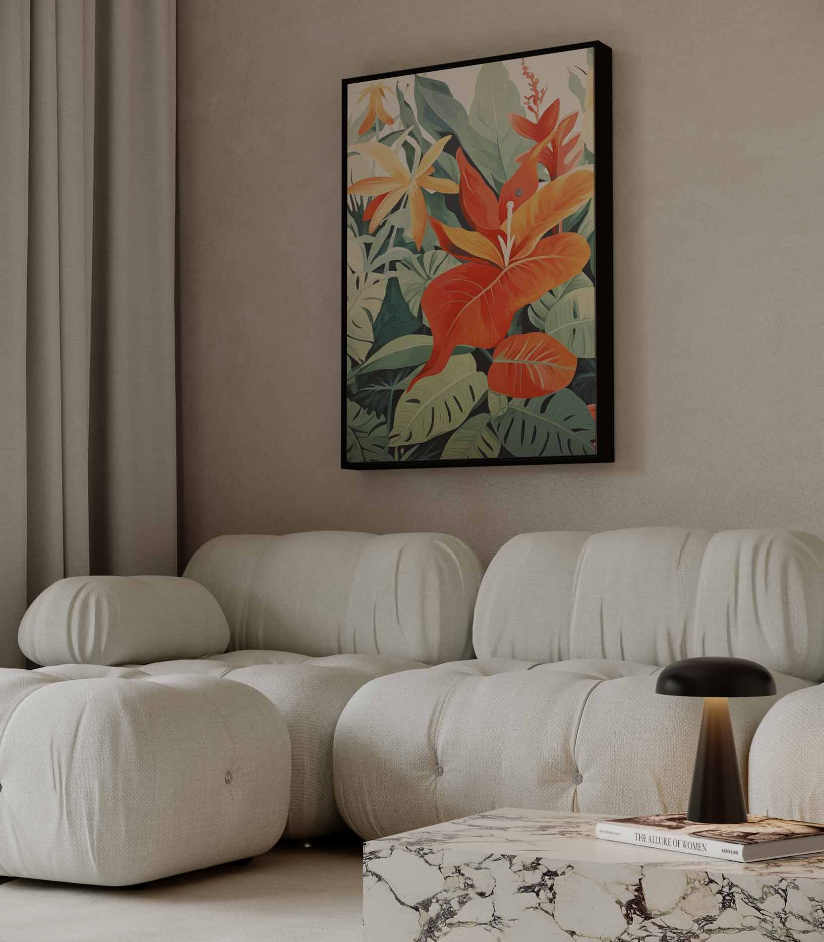Tropische Bloemenpracht Schilderij Kunstwerk-canvas-dibond-plexiglas-wanddecoratie-WallArtistic