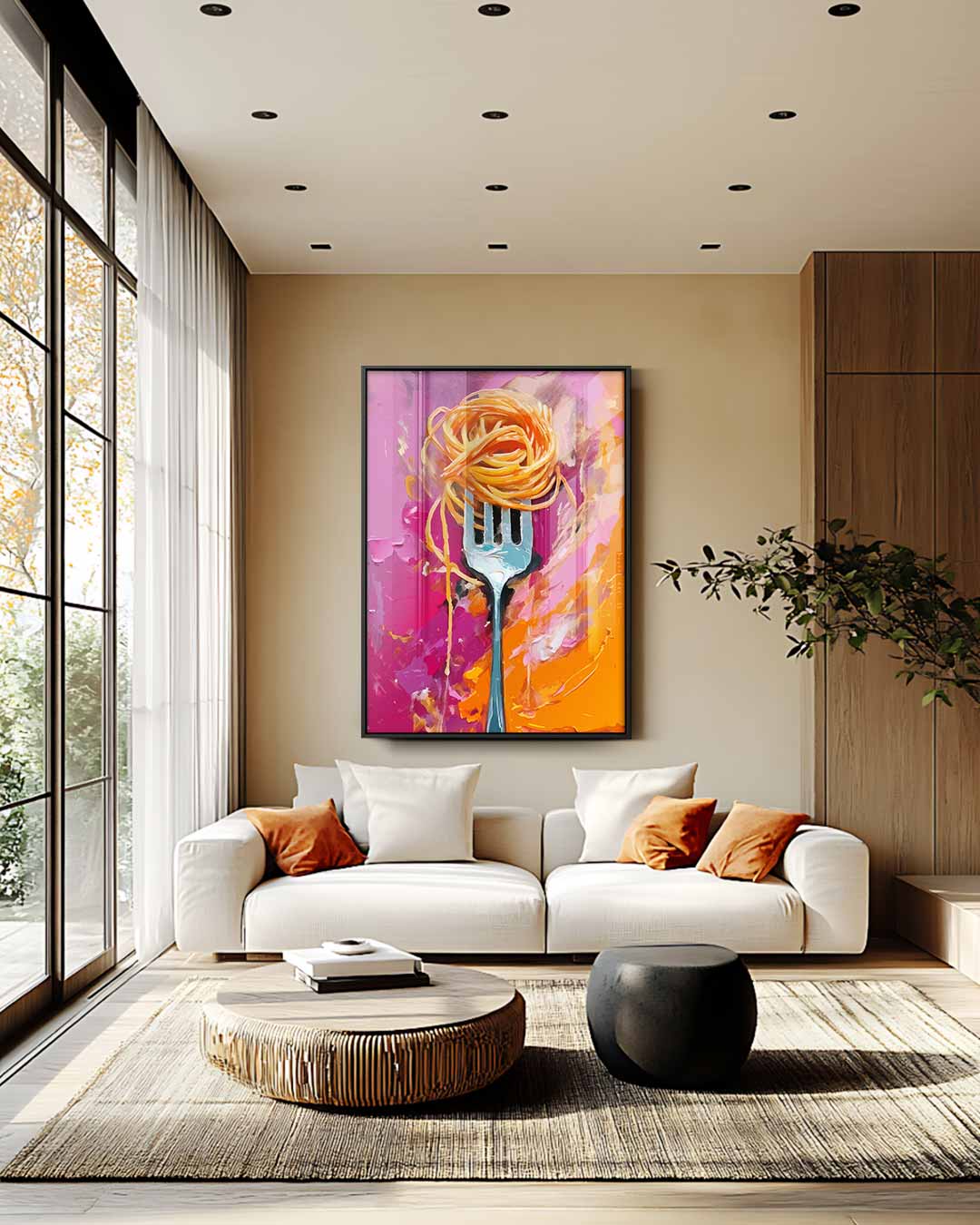 Spaghetti op een Vork Kunstwerk-canvas-dibond-plexiglas-wanddecoratie-WallArtistic