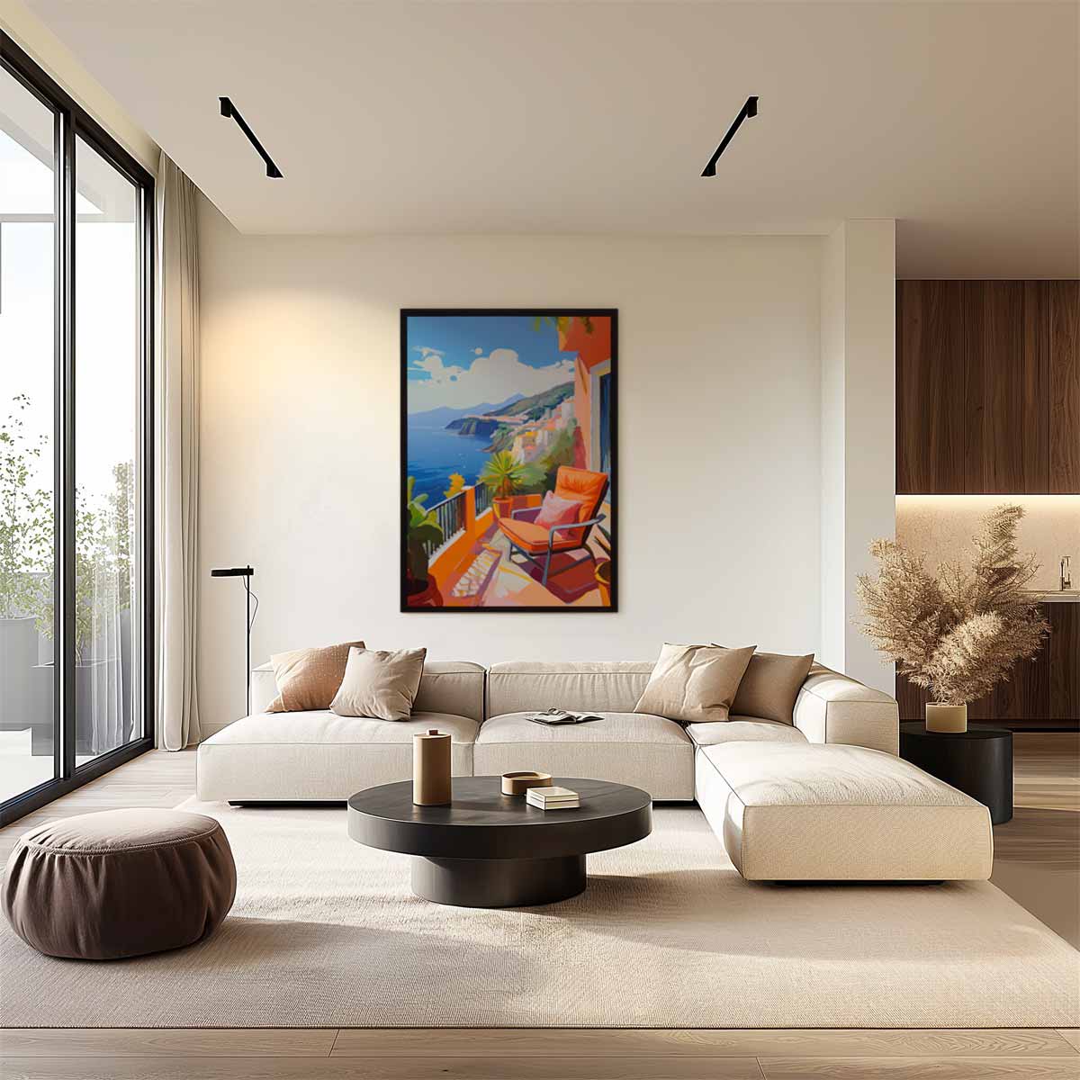 Zonnige Mediterrane Balkon Kunstwerk-canvas-dibond-plexiglas-wanddecoratie-WallArtistic