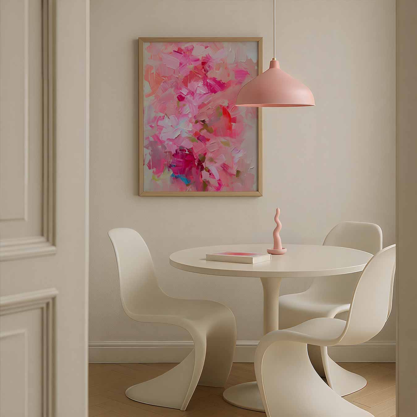 Vrolijke Roze Abstracte Kunstposter