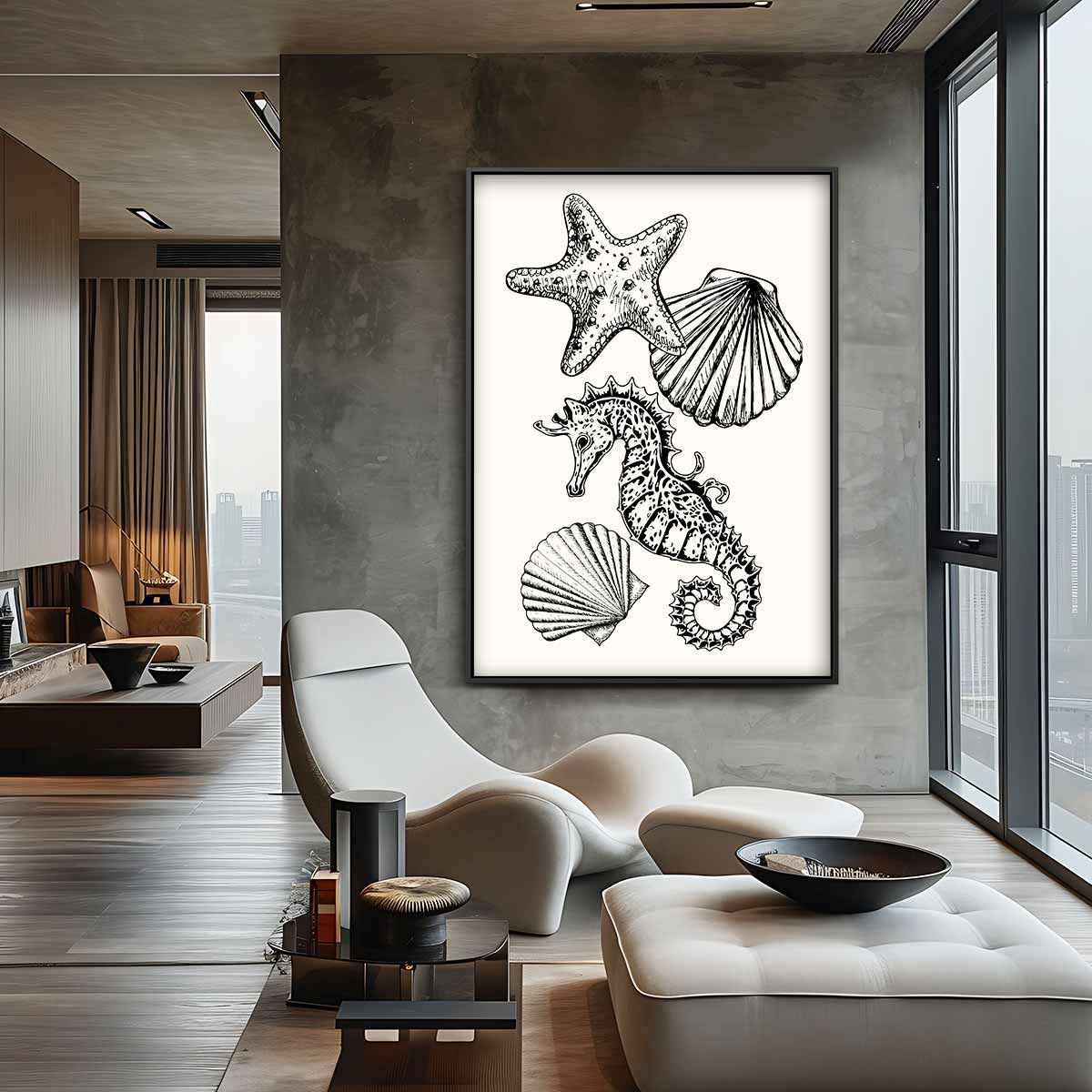 Zeeschatten Illustratie Kunstwerk-canvas-dibond-plexiglas-wanddecoratie-WallArtistic