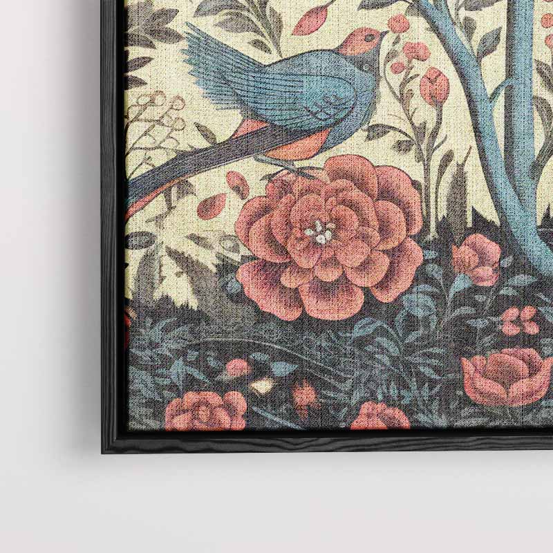 Bloemen en Vogels Paradijs Kunstwerk-canvas-dibond-plexiglas-wanddecoratie-WallArtistic