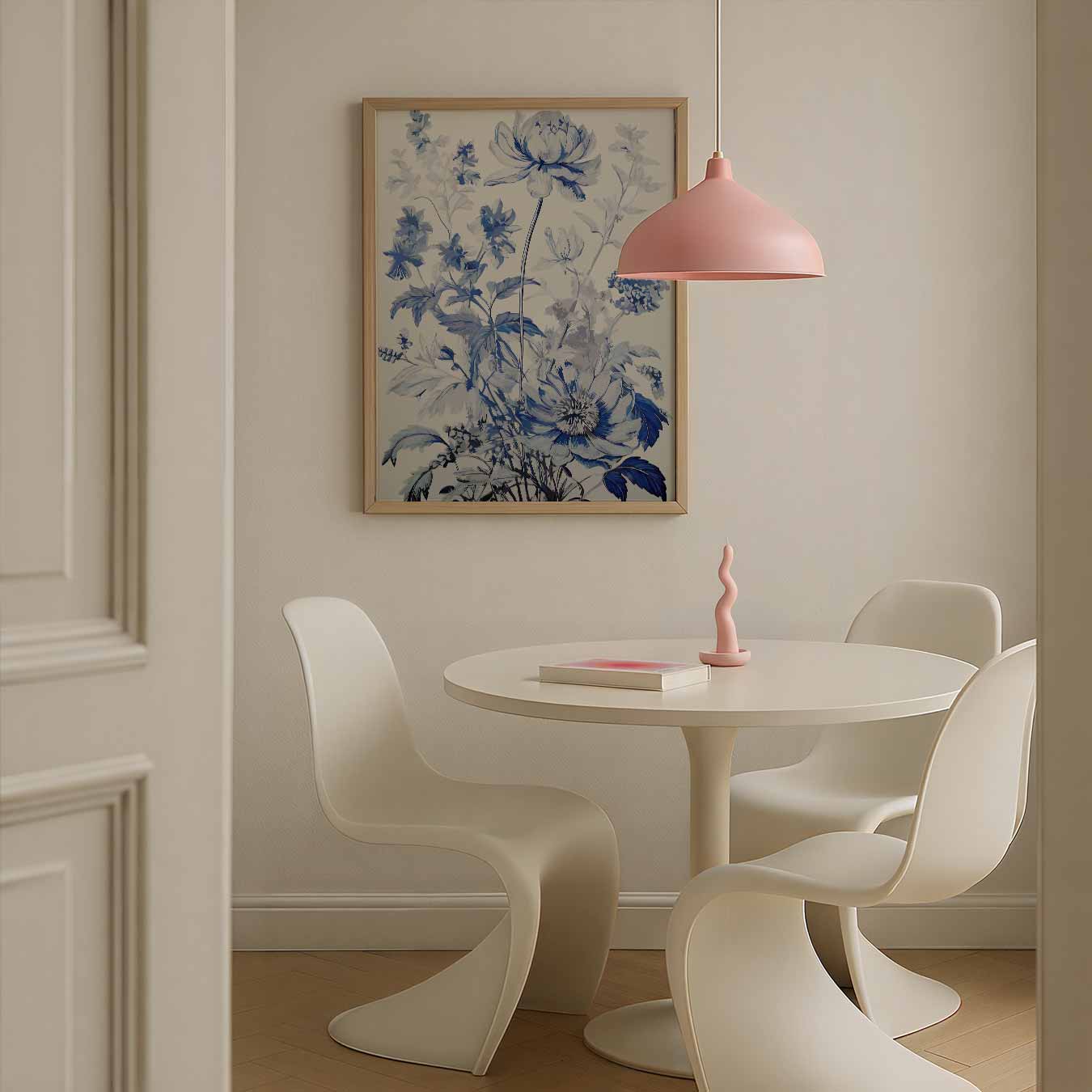 Bloemrijke Elegantie in Blauw Poster