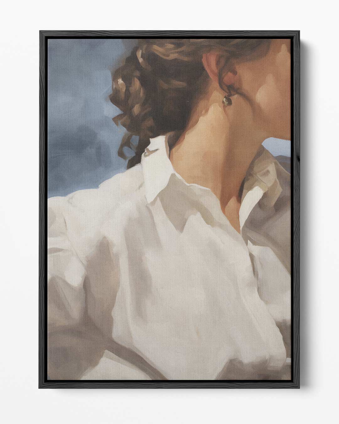 Zacht Portret met Witte Blouse Kunstwerk-canvas-dibond-plexiglas-wanddecoratie-WallArtistic