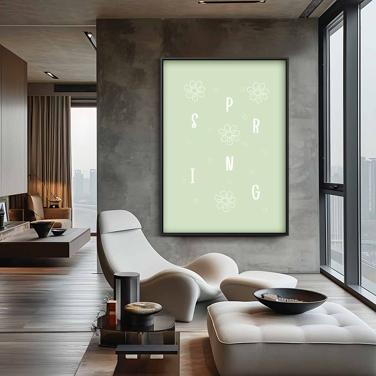 Vrolijke Lente Typografie Poster Kunstwerk-canvas-dibond-plexiglas-wanddecoratie-WallArtistic