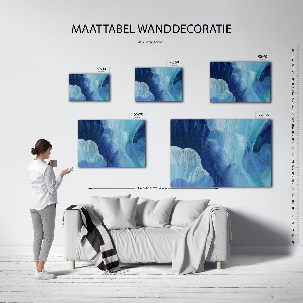 Vloeiende blauwe bewegingen Kunstwerk