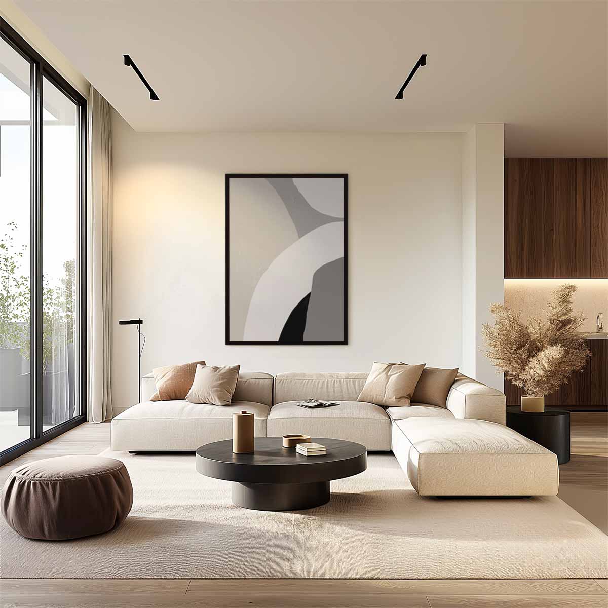 Zacht Aardetinten Abstract Kunstwerk-canvas-dibond-plexiglas-wanddecoratie-WallArtistic