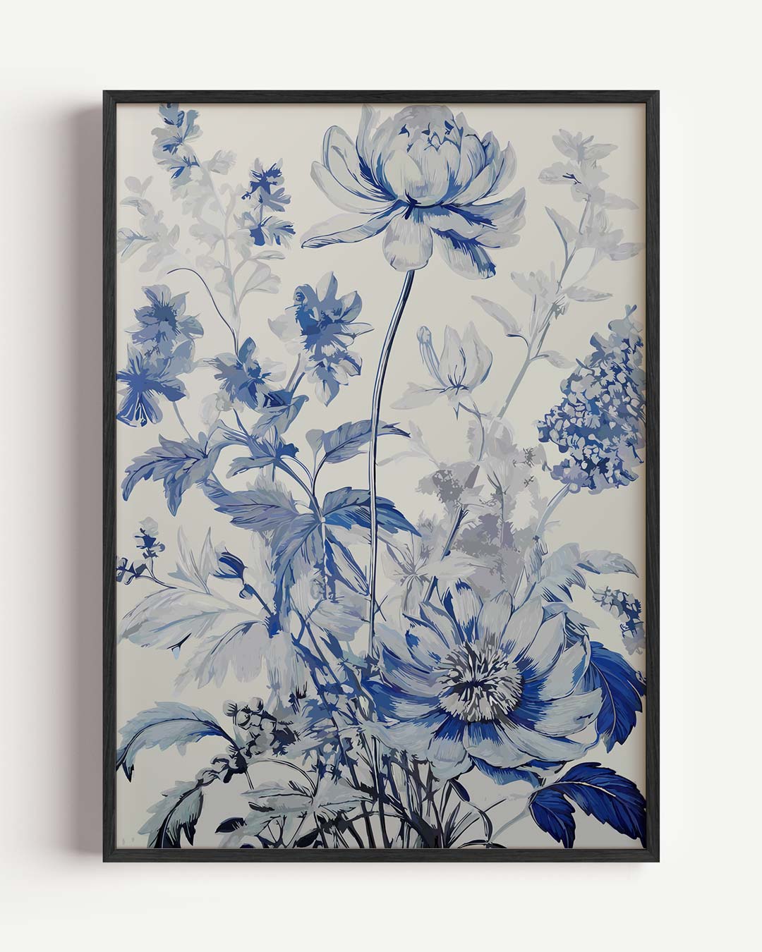 Bloemrijke Elegantie in Blauw Poster