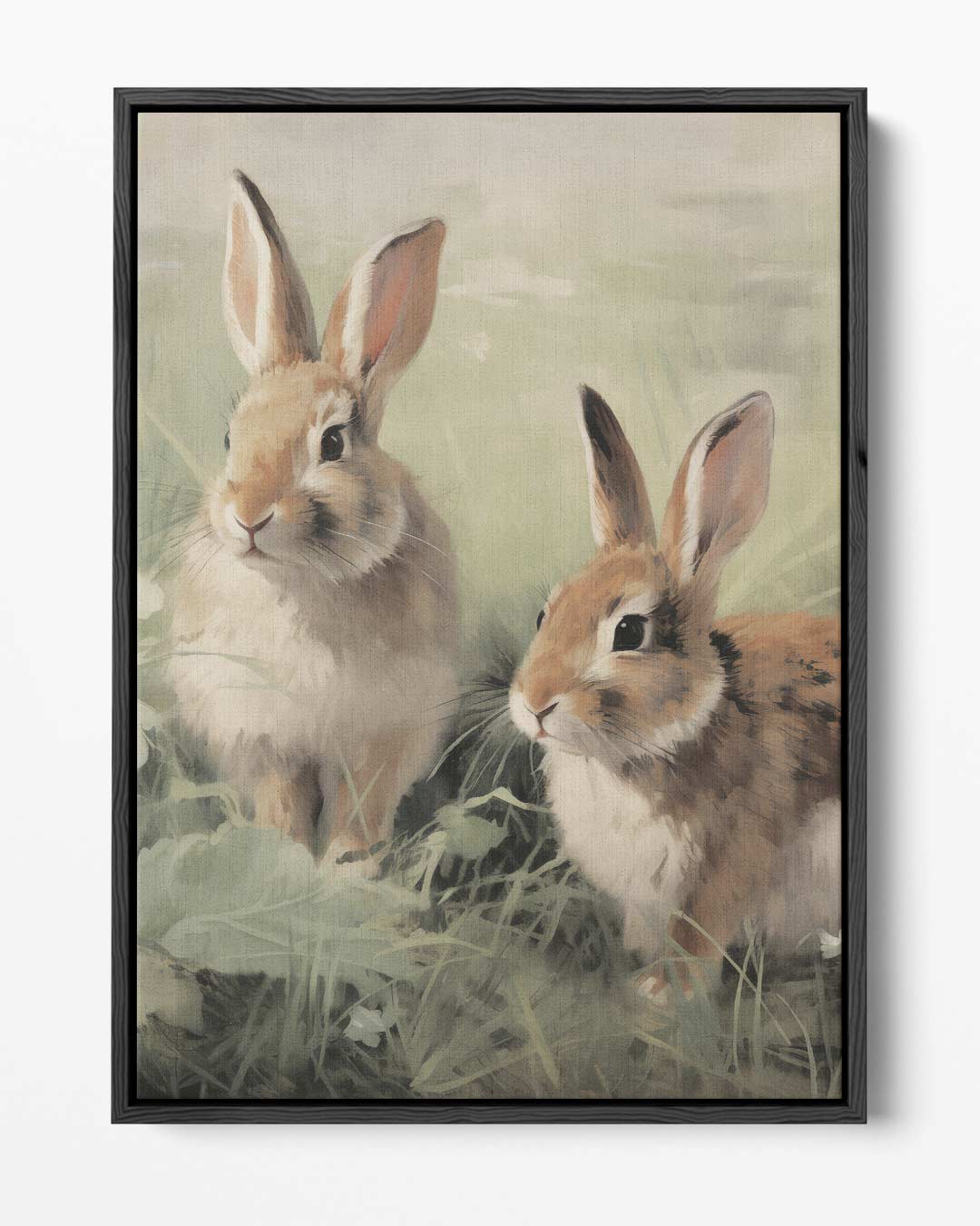 Speelse Konijntjes in de Weide Kunstwerk-canvas-dibond-plexiglas-wanddecoratie-WallArtistic