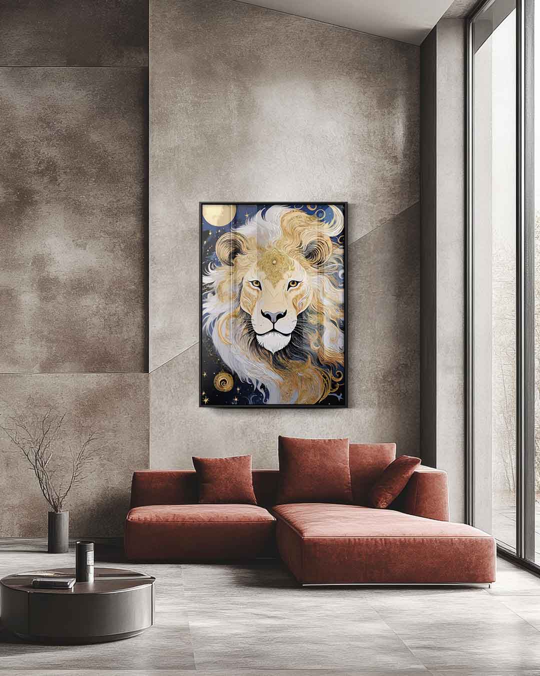 Leeuw van de Nacht Kunstwerk-canvas-dibond-plexiglas-wanddecoratie-WallArtistic