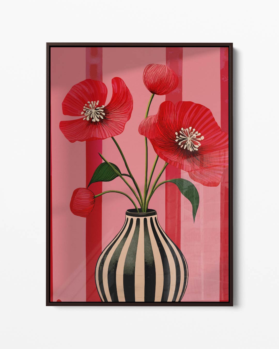 Vaas Met Rood Klaprozen Kunstwerk-canvas-dibond-plexiglas-wanddecoratie-WallArtistic