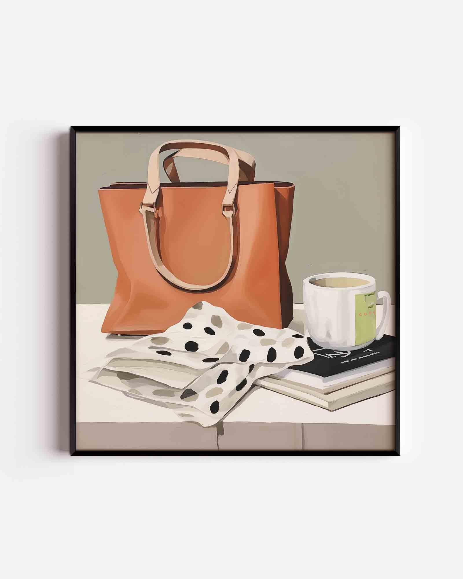 Tas en mok op tafel Poster