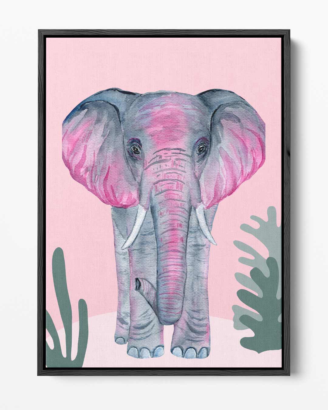 Roze Olifant op Roze Achtergrond Kunstwerk-canvas-dibond-plexiglas-wanddecoratie-WallArtistic