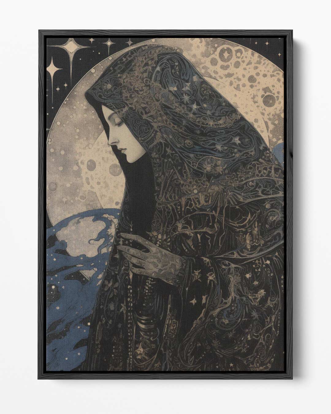 Mystieke Maan Beschouwer Kunstwerk-canvas-dibond-plexiglas-wanddecoratie-WallArtistic