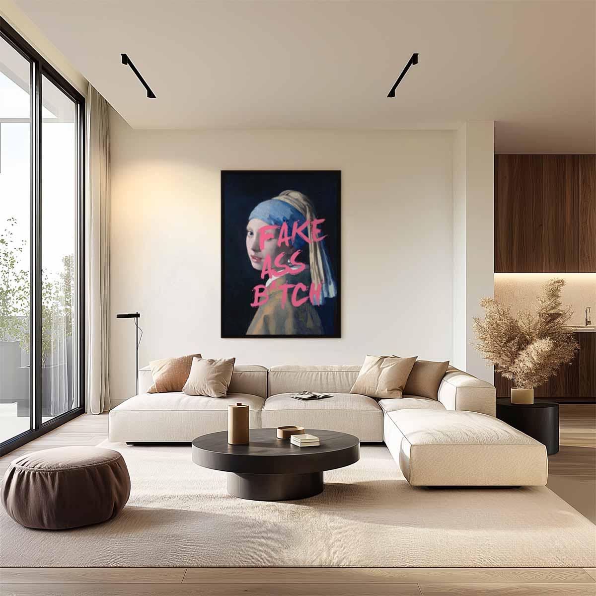 Moderne Meisje met de Parel Kunstwerk-canvas-dibond-plexiglas-wanddecoratie-WallArtistic