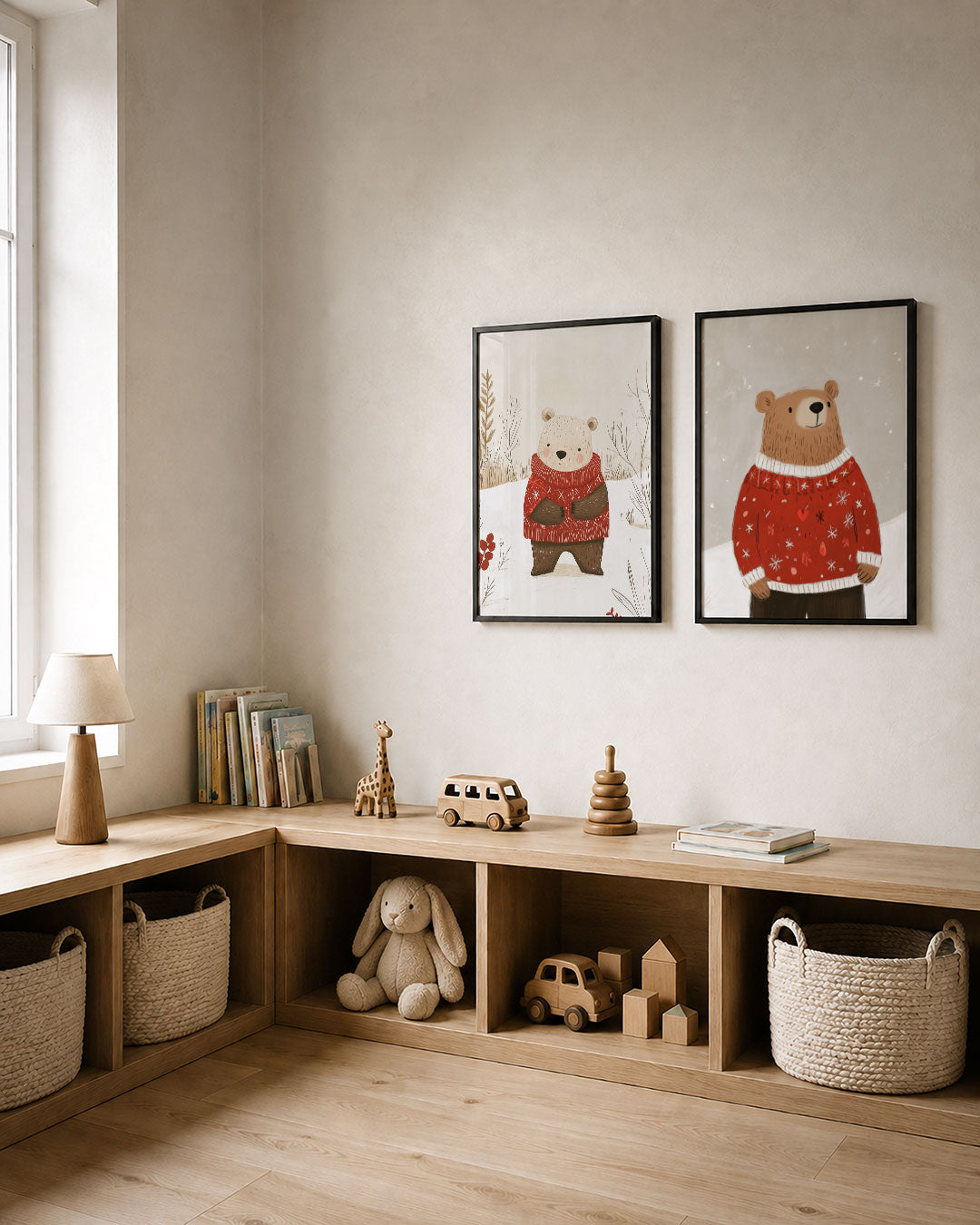 Winterse knuffelbeer Posterset