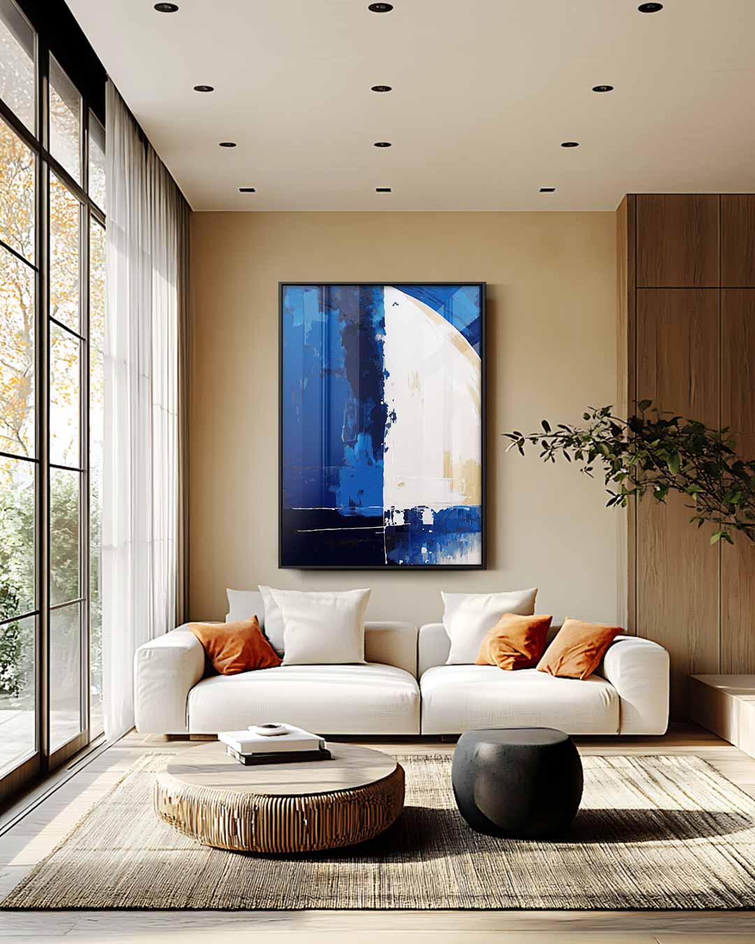 Blauwe Abstracte Harmonie Kunstwerk-canvas-dibond-plexiglas-wanddecoratie-WallArtistic