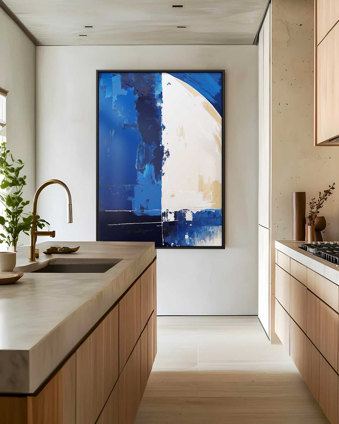 Blauwe Abstracte Harmonie Kunstwerk-canvas-dibond-plexiglas-wanddecoratie-WallArtistic
