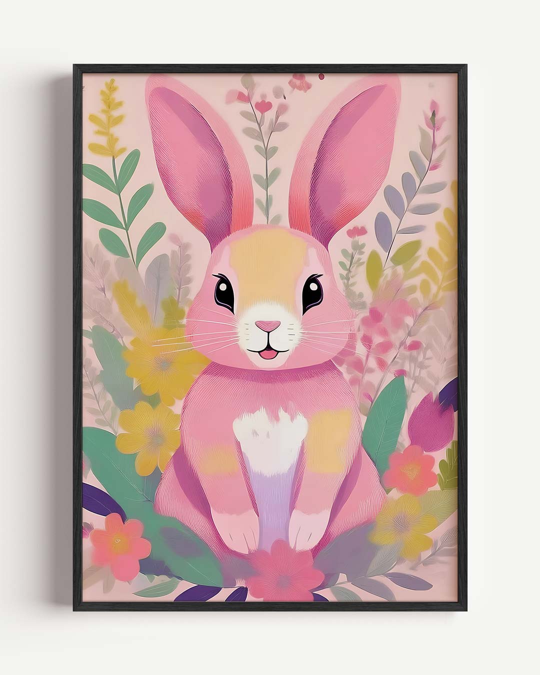 Vrolijke Bloemenkonijn Poster
