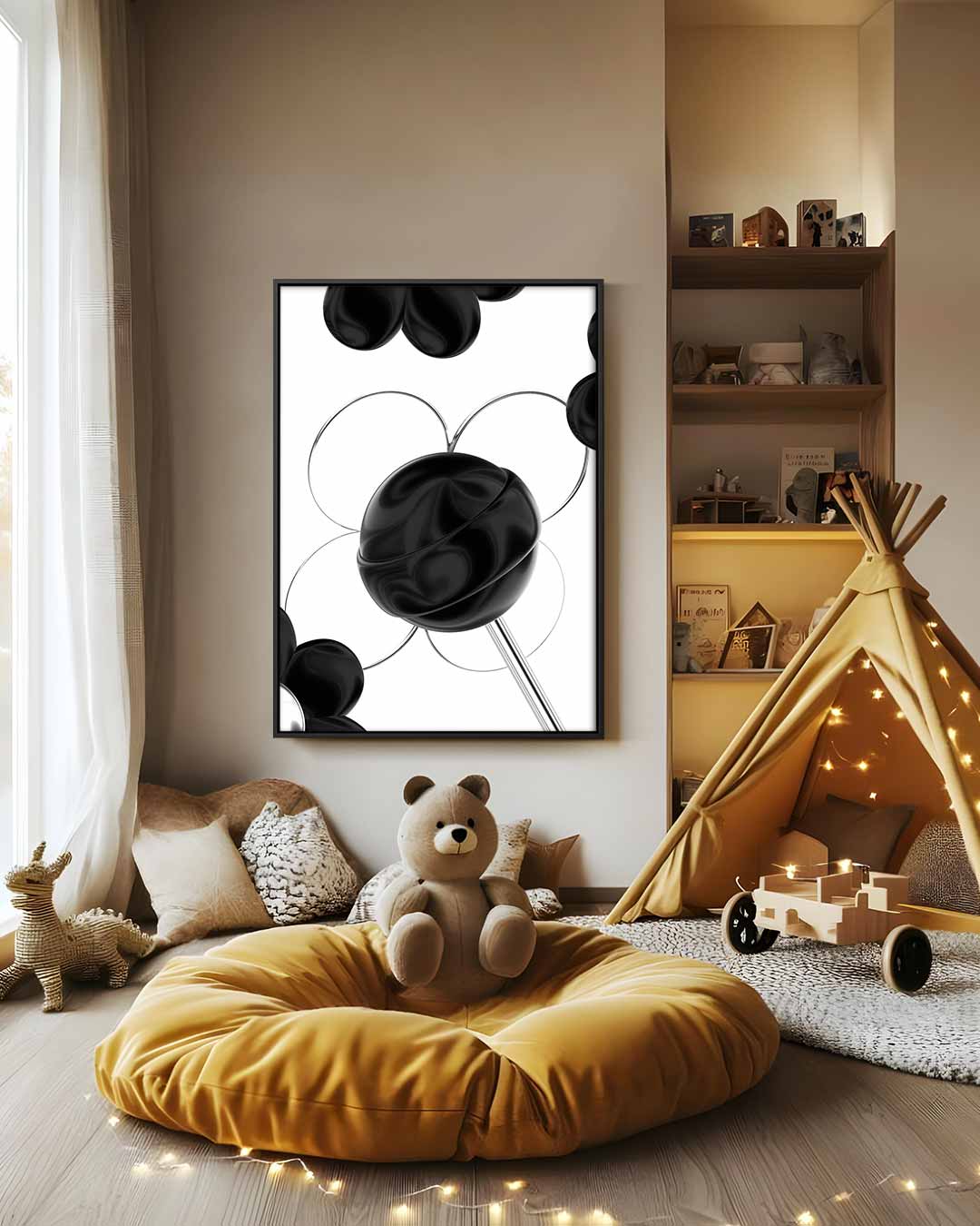 Zwarte Bloemsymfonie Kunstwerk-canvas-dibond-plexiglas-wanddecoratie-WallArtistic