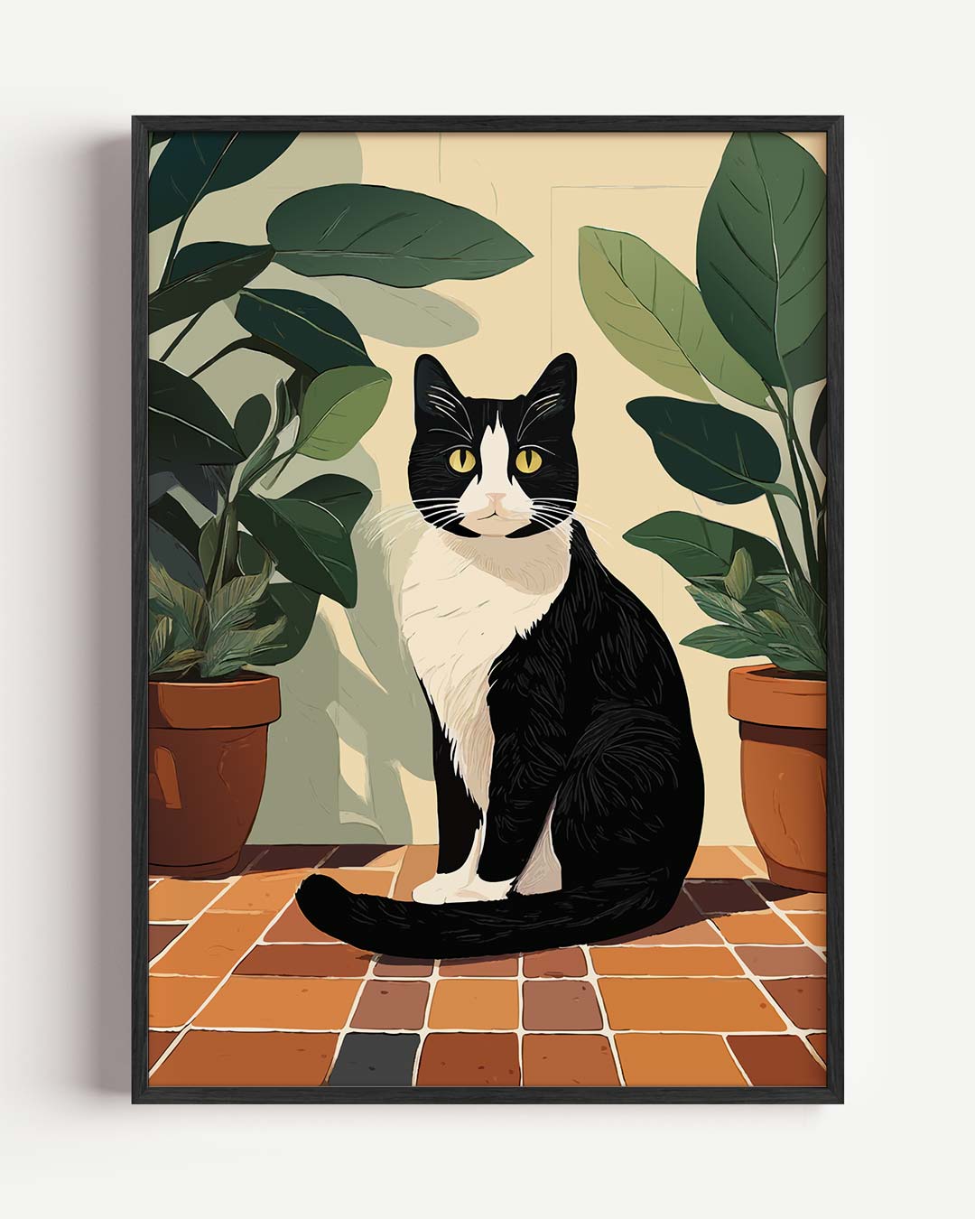 Stijlvolle Kat en Planten Poster