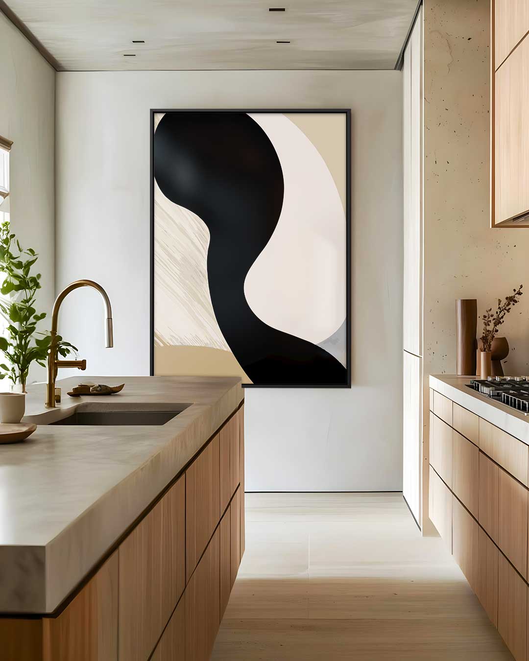 Abstracte Vormen in Beige Kunstwerk-canvas-dibond-plexiglas-wanddecoratie-WallArtistic