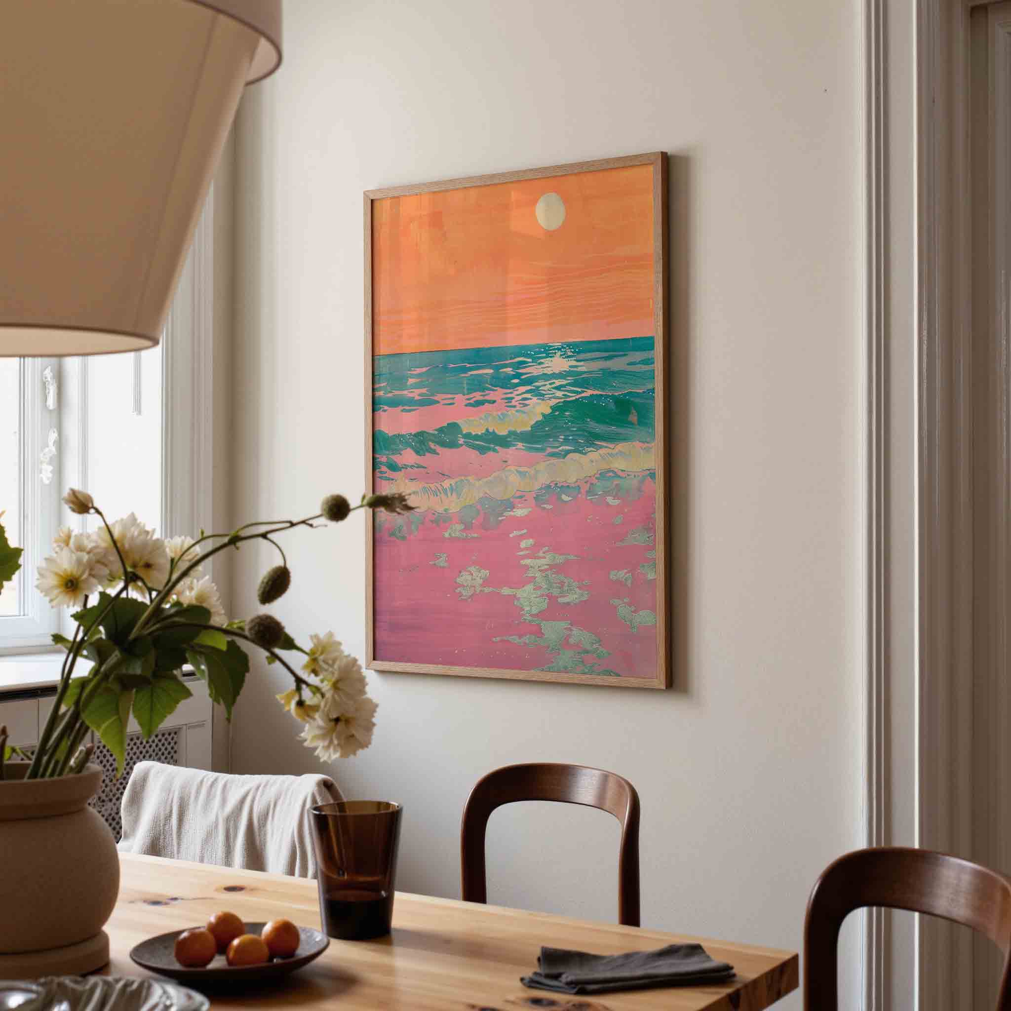 Zonsondergang boven oceaan Poster