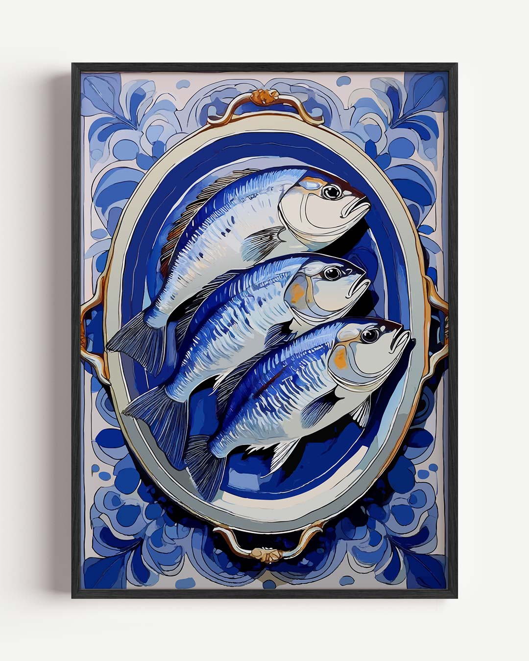 Stijlvolle Blauwe Visprint Poster