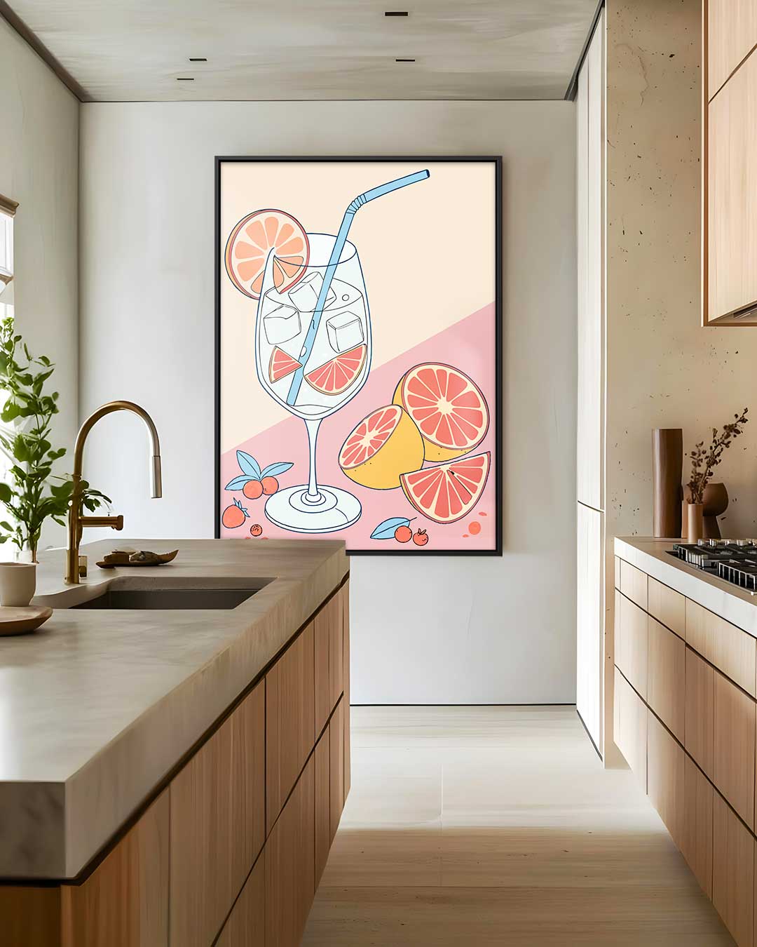 Zonnige Citrus Cocktail Kunstwerk-canvas-dibond-plexiglas-wanddecoratie-WallArtistic