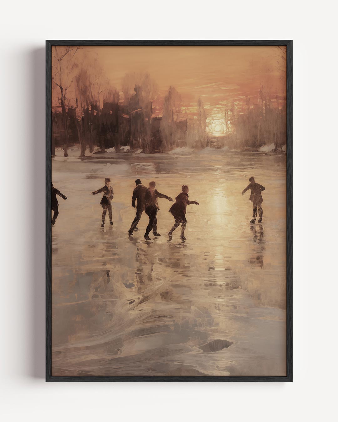 IJsschaatsen bij Zonsondergang Poster-WallArtistic