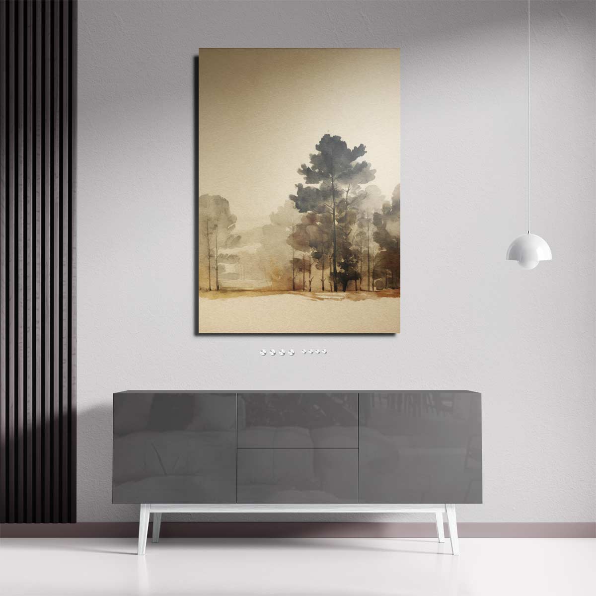 Serene Boslandschap in Waterverf Kunstwerk-canvas-dibond-plexiglas-wanddecoratie-WallArtistic