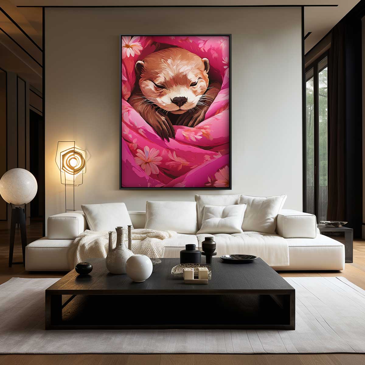 Dromerige Otter Kunstwerk-canvas-dibond-plexiglas-wanddecoratie-WallArtistic