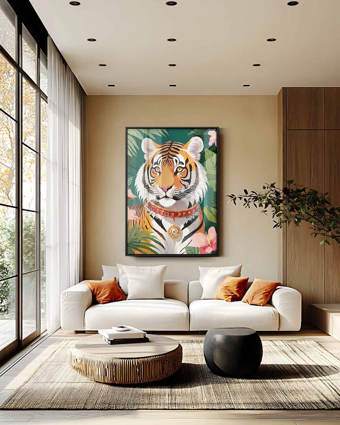 Koninklijke Tijger in de Jungle Kunstwerk-canvas-dibond-plexiglas-wanddecoratie-WallArtistic