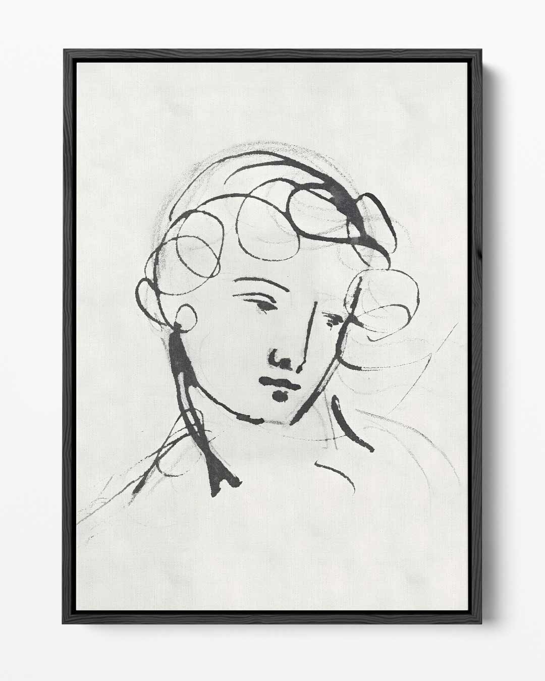 Elegante Lijnenschets Portret Kunstwerk-canvas-dibond-plexiglas-wanddecoratie-WallArtistic