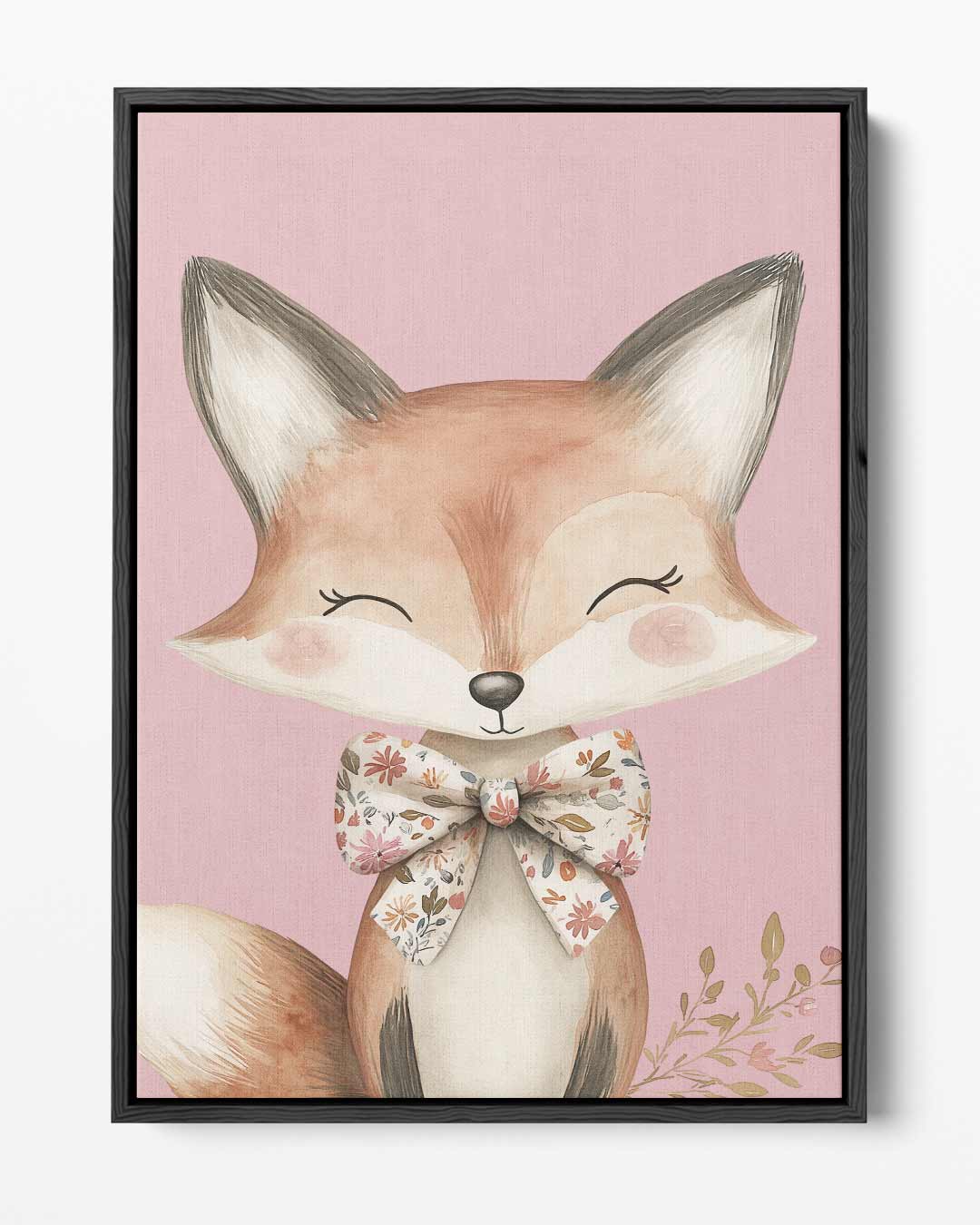 Schattige Vos met Strik Kunstwerk-canvas-dibond-plexiglas-wanddecoratie-WallArtistic