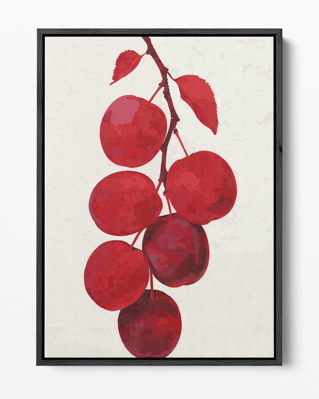 Rode Vruchten aan Tak Kunstwerk-canvas-dibond-plexiglas-wanddecoratie-WallArtistic
