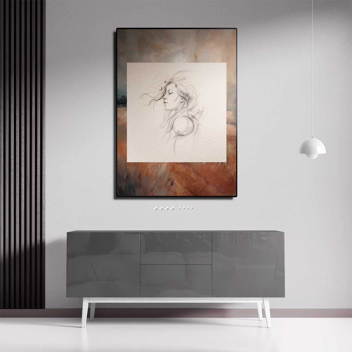Dromerig Portret Kunstwerk-canvas-dibond-plexiglas-wanddecoratie-WallArtistic