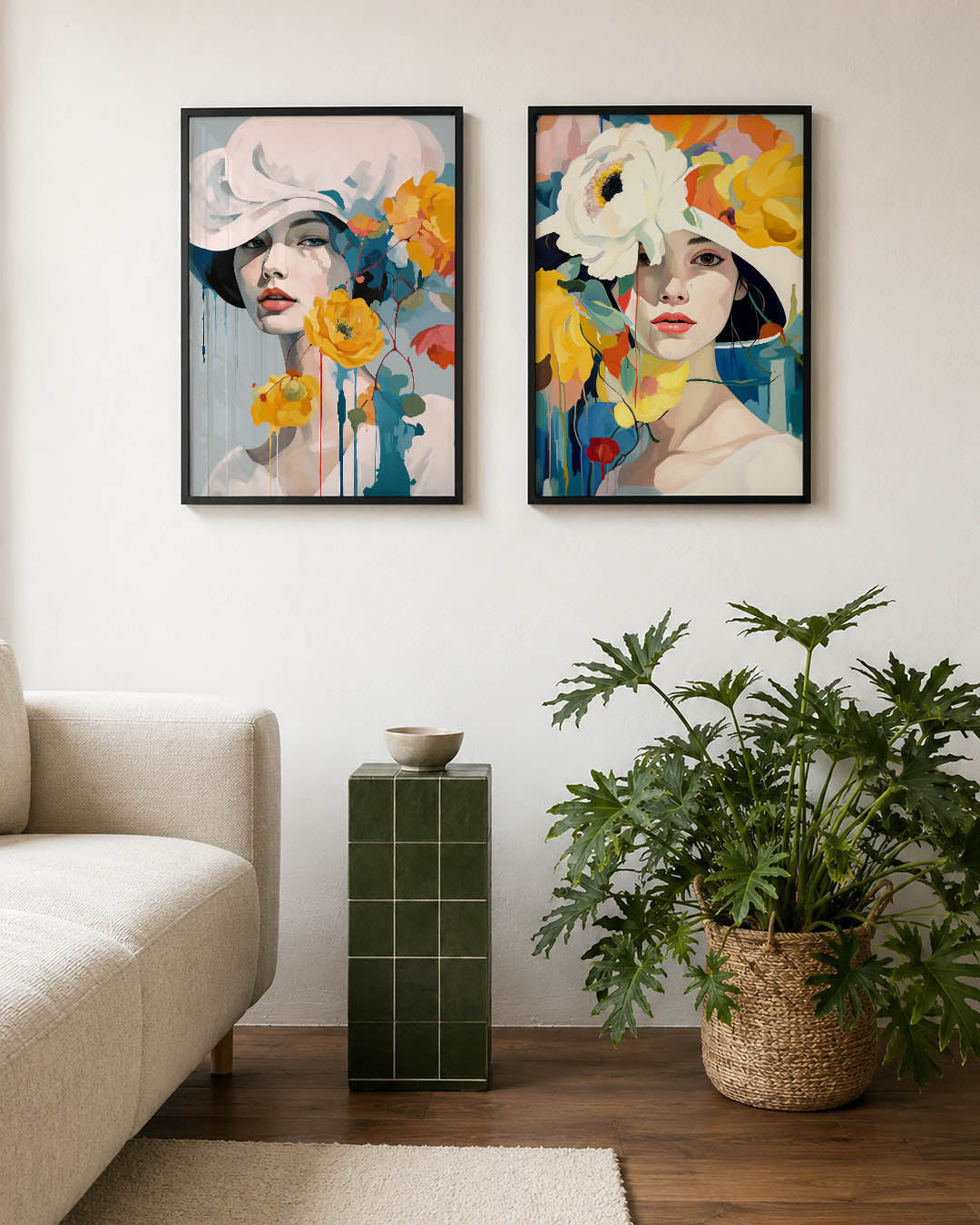 Bloem en gezicht Posterset