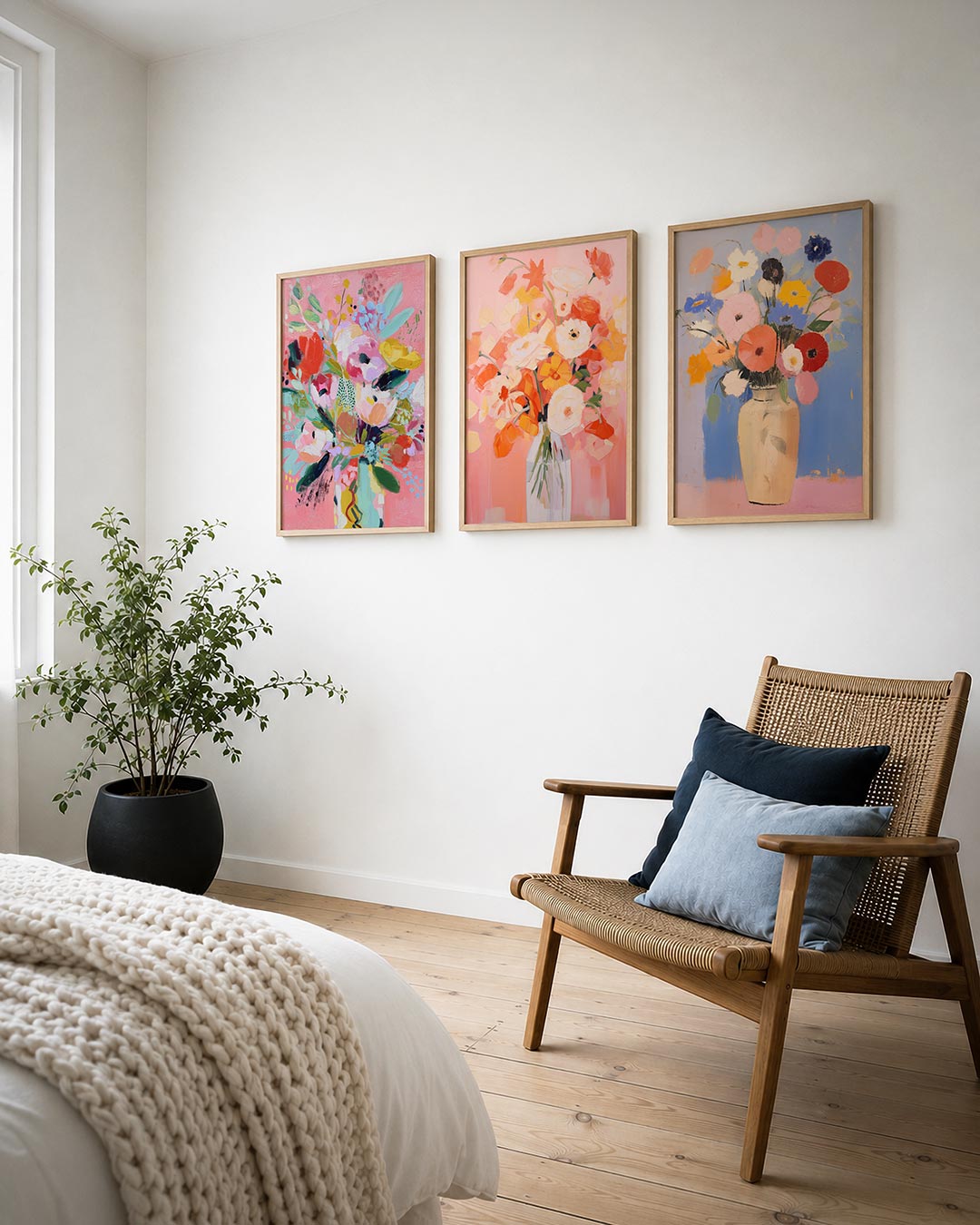 Bloemrijke kleurvlakken Posterset
