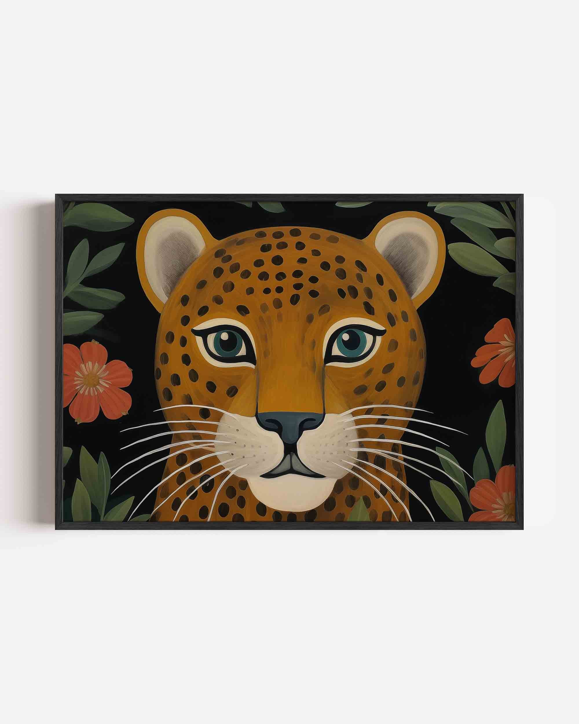 Luipaard en bloemen Poster