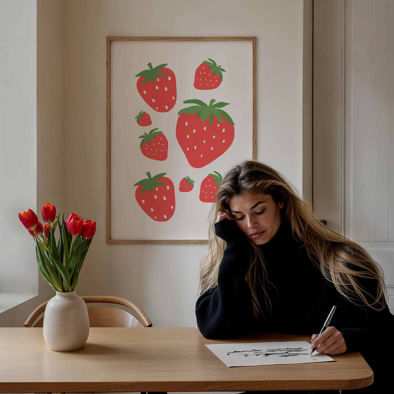 Zomerse Aardbeiensensatie Poster