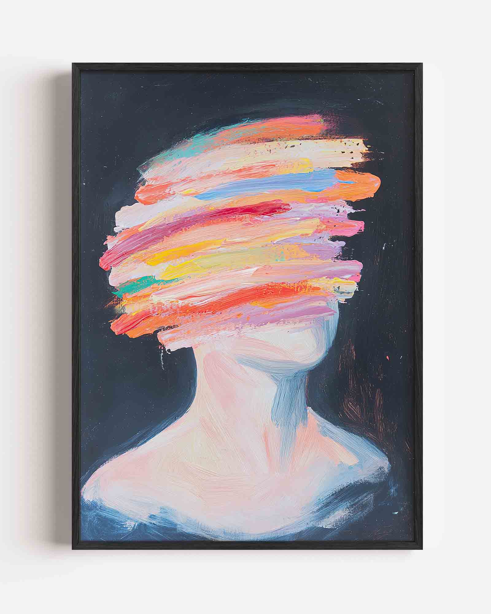 Abstracte figuur met kleurrijke strepen Poster
