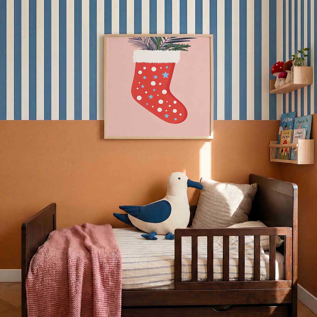 Kerstsok met sterren en stippen Poster