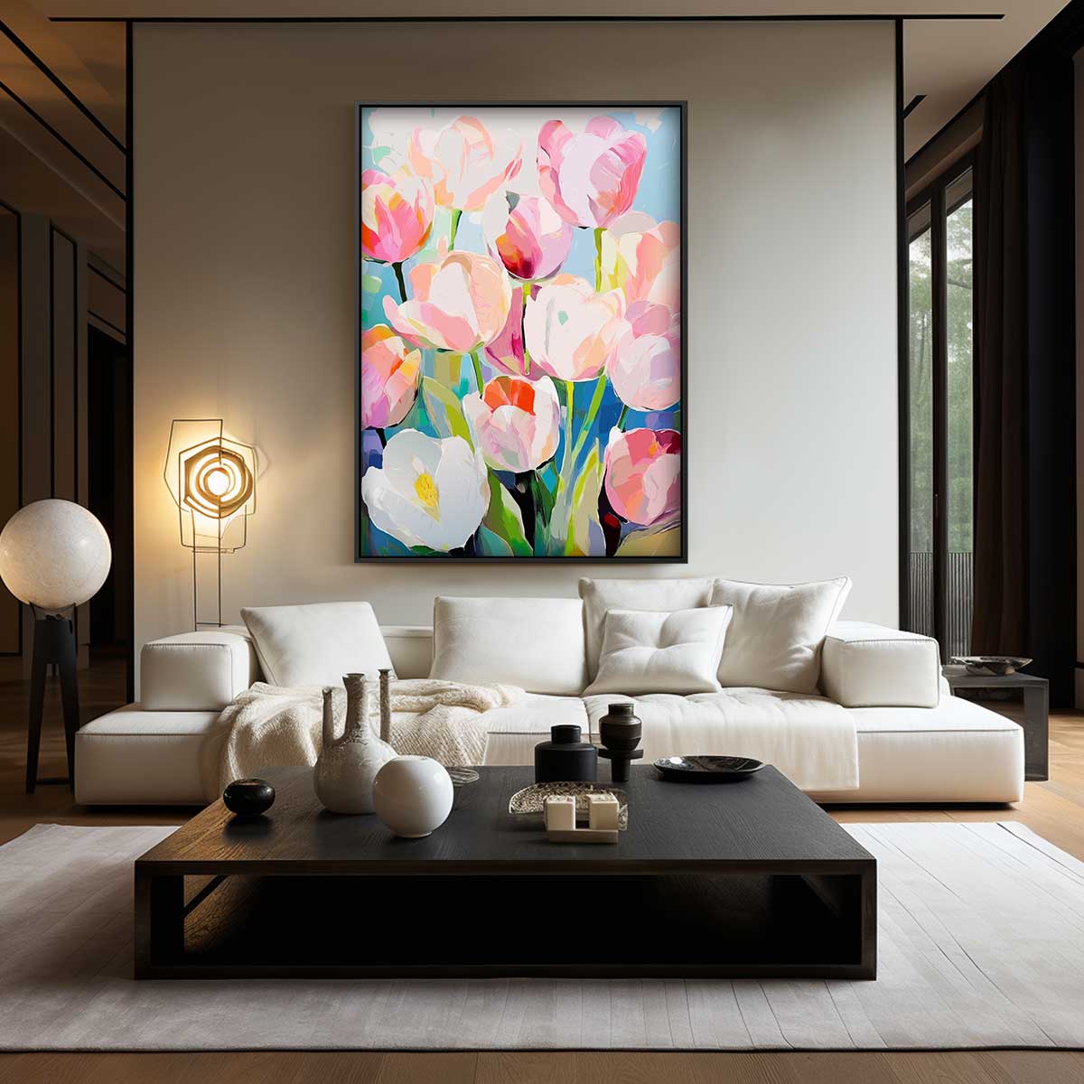 Kleurrijke Lente Tulpen Kunstwerk-canvas-dibond-plexiglas-wanddecoratie-WallArtistic