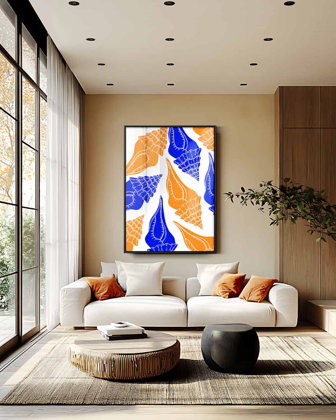 Schelpenavontuur op Kleur Kunstwerk-canvas-dibond-plexiglas-wanddecoratie-WallArtistic