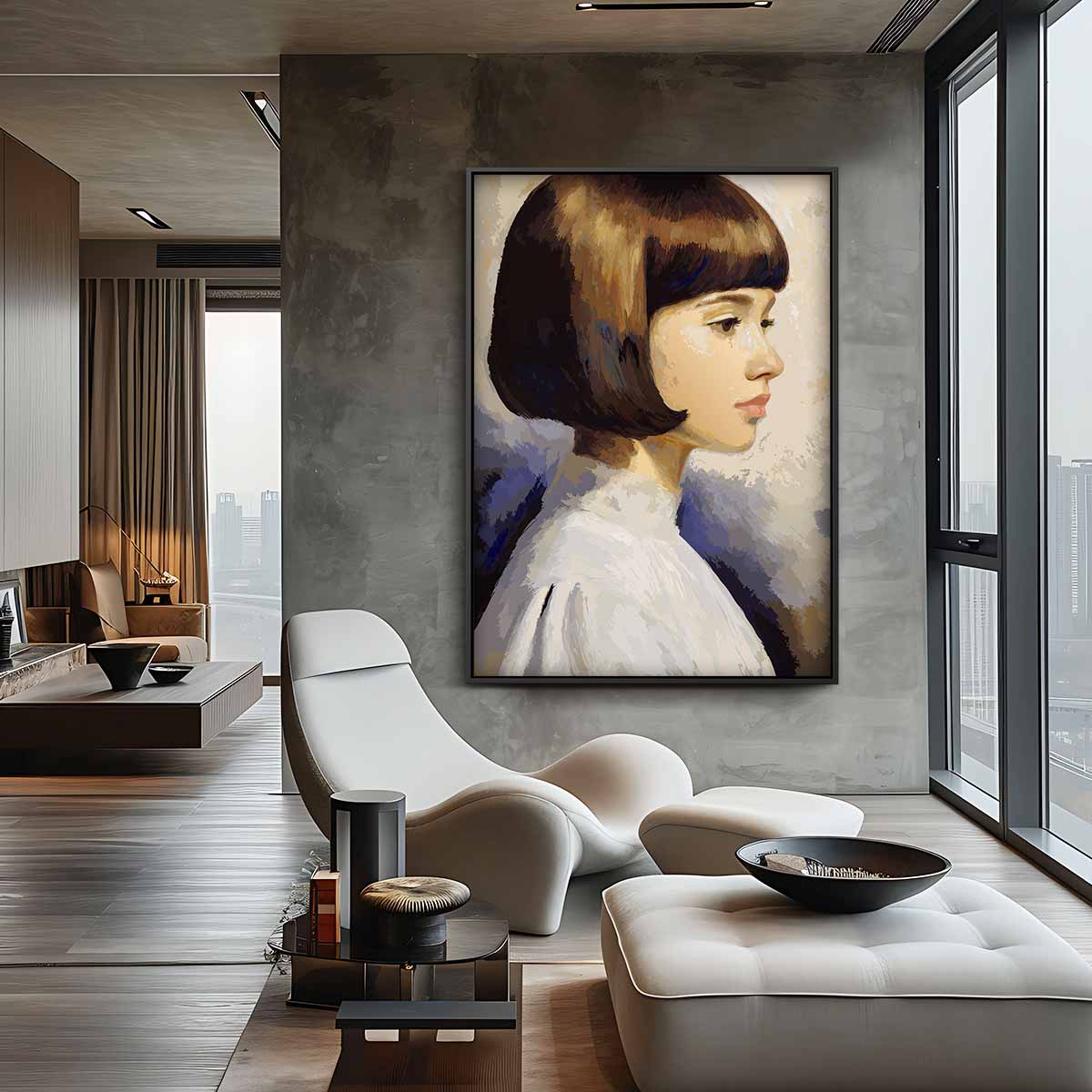Vintage Portret Schilderij Kunstwerk-canvas-dibond-plexiglas-wanddecoratie-WallArtistic