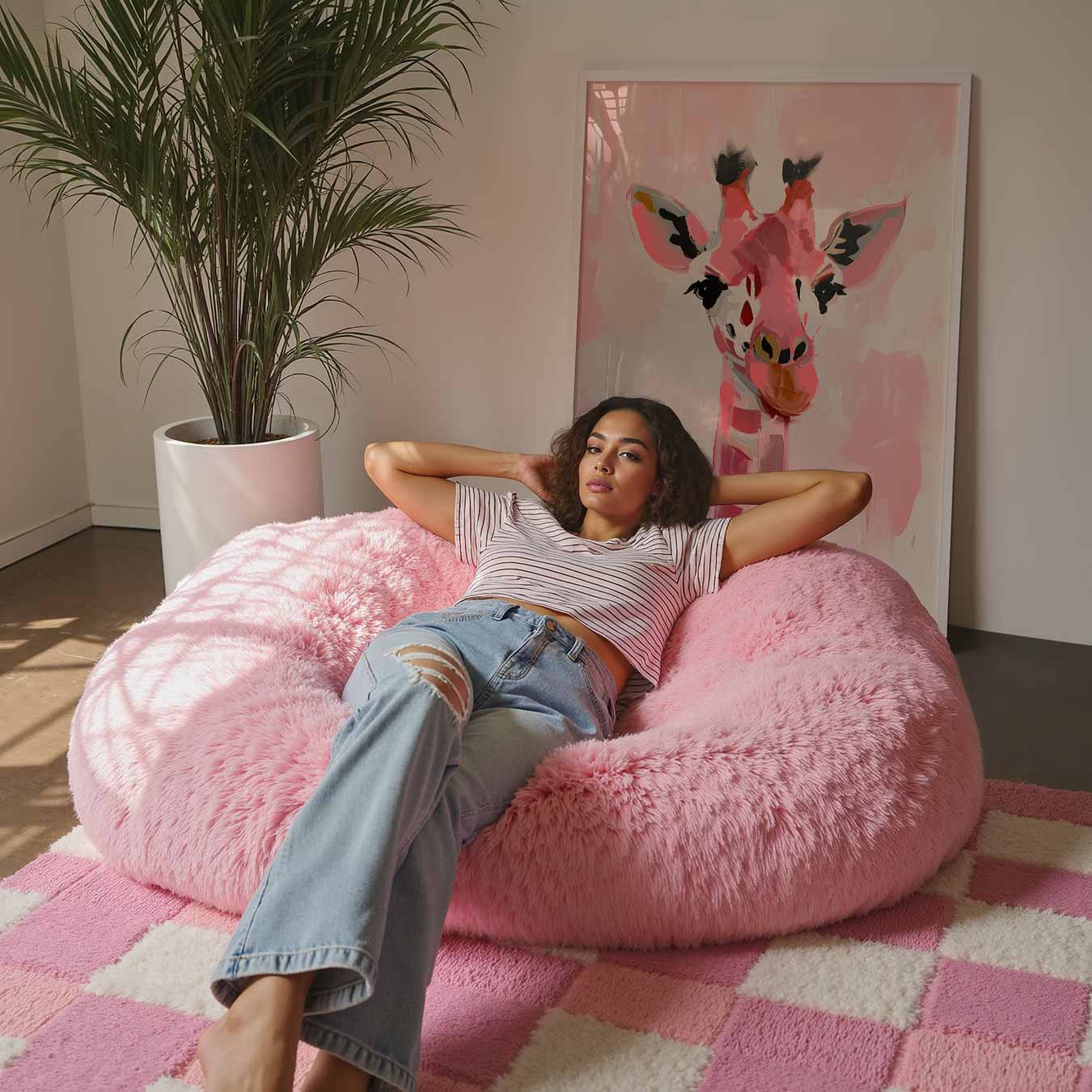 Speelse Roze Giraf Poster