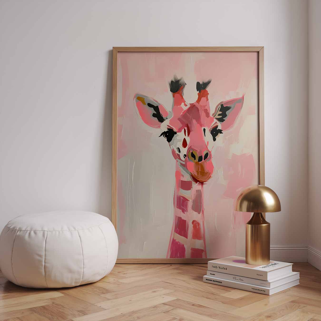 Speelse Roze Giraf Poster